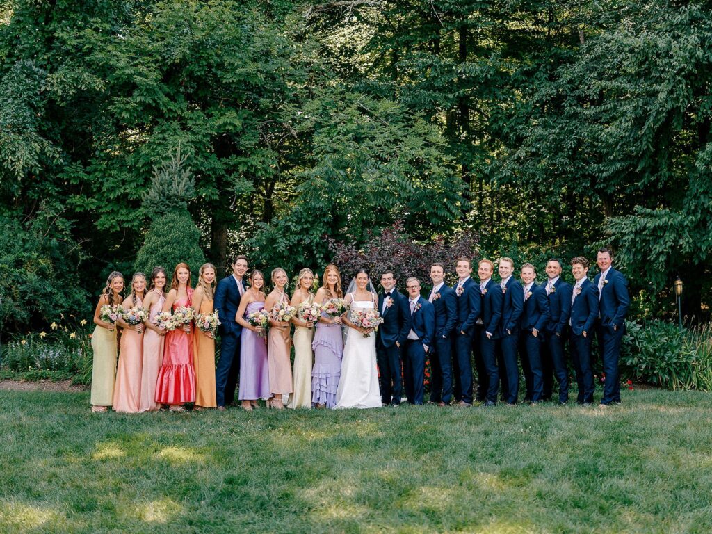 Colorful wedding party portrait 